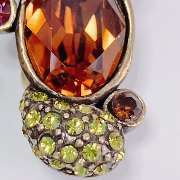 Signed Heidi Daus Swarovski Crystal Clip-On Earrings Topaz Cluster Rhinestones - Picture 13 of 13